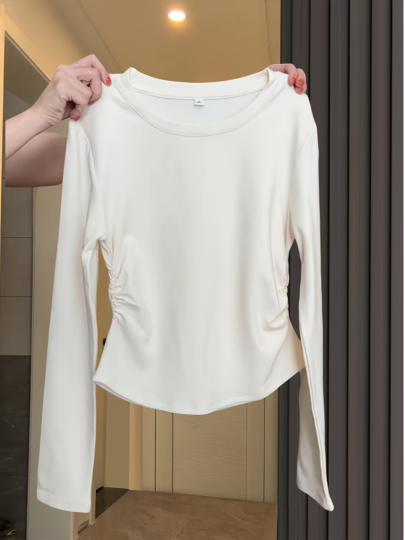 Long Sleeve Blouse Dressy White Tops For Evening Wear Women's