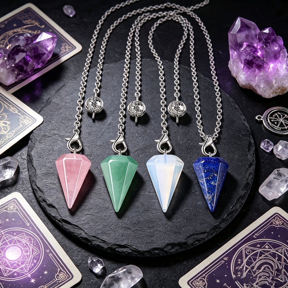 8pcs Crystal Stone Hexagonal Pointed Pendulum Balance Wheel Pendant