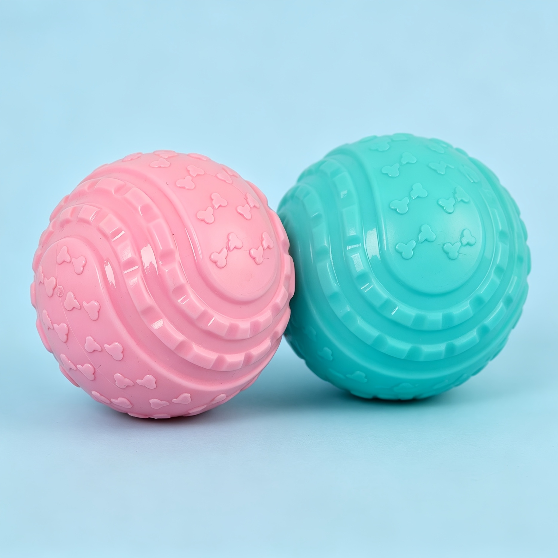 TEMU Yellow And Green Squeaky Dog Toy Ball, Chew-resistant Pet Toy For Large Dogs, Relax Tpr Sky Blue Pet Supplies, Pink Dental Chew Ball For Small