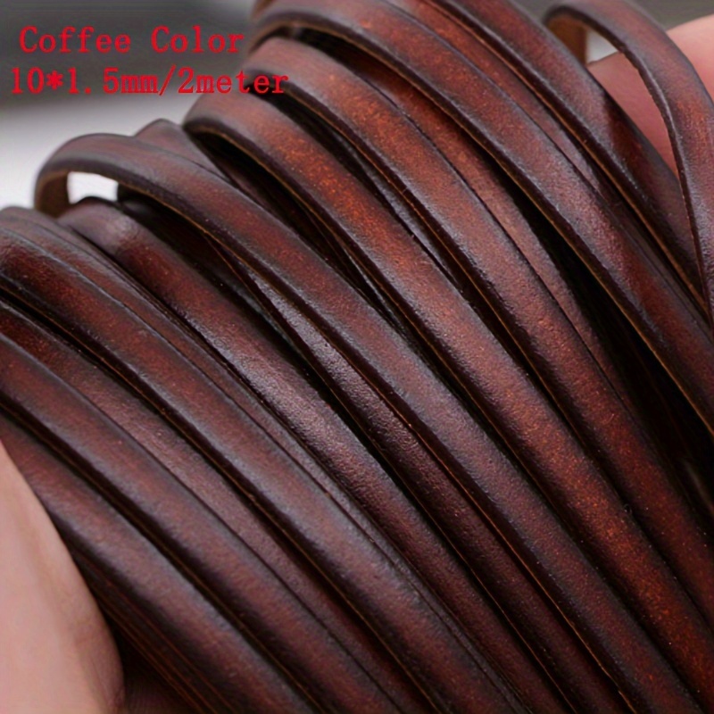 TEMU 2m/rotolo Cavo in Pelle PU Piatto, Spessore 1,5mm, in Pelle PU per Gioielli, Cavo per Collane, Materiale per Accessori Fai da Te e Gioielli