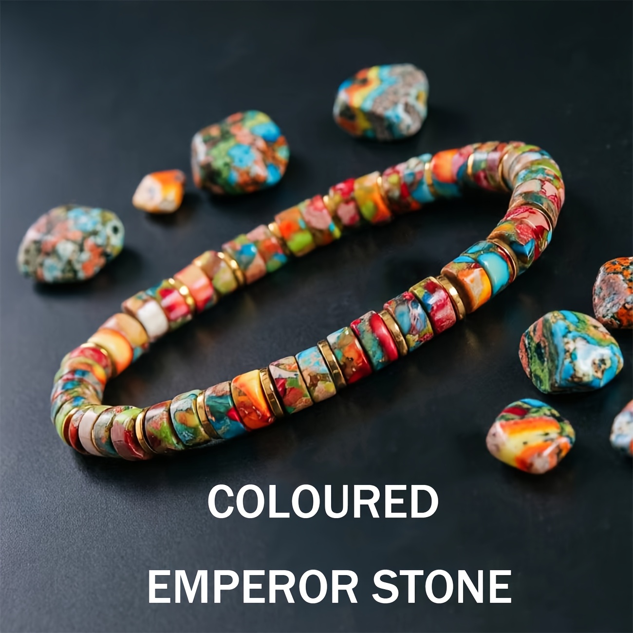TEMU Colourful Stone Bracelet – A Stylish And Coloured Bracelet With Vibrant Hues, Suitable For Everyone. A Fashionable, , And Unisex Bracelet – A