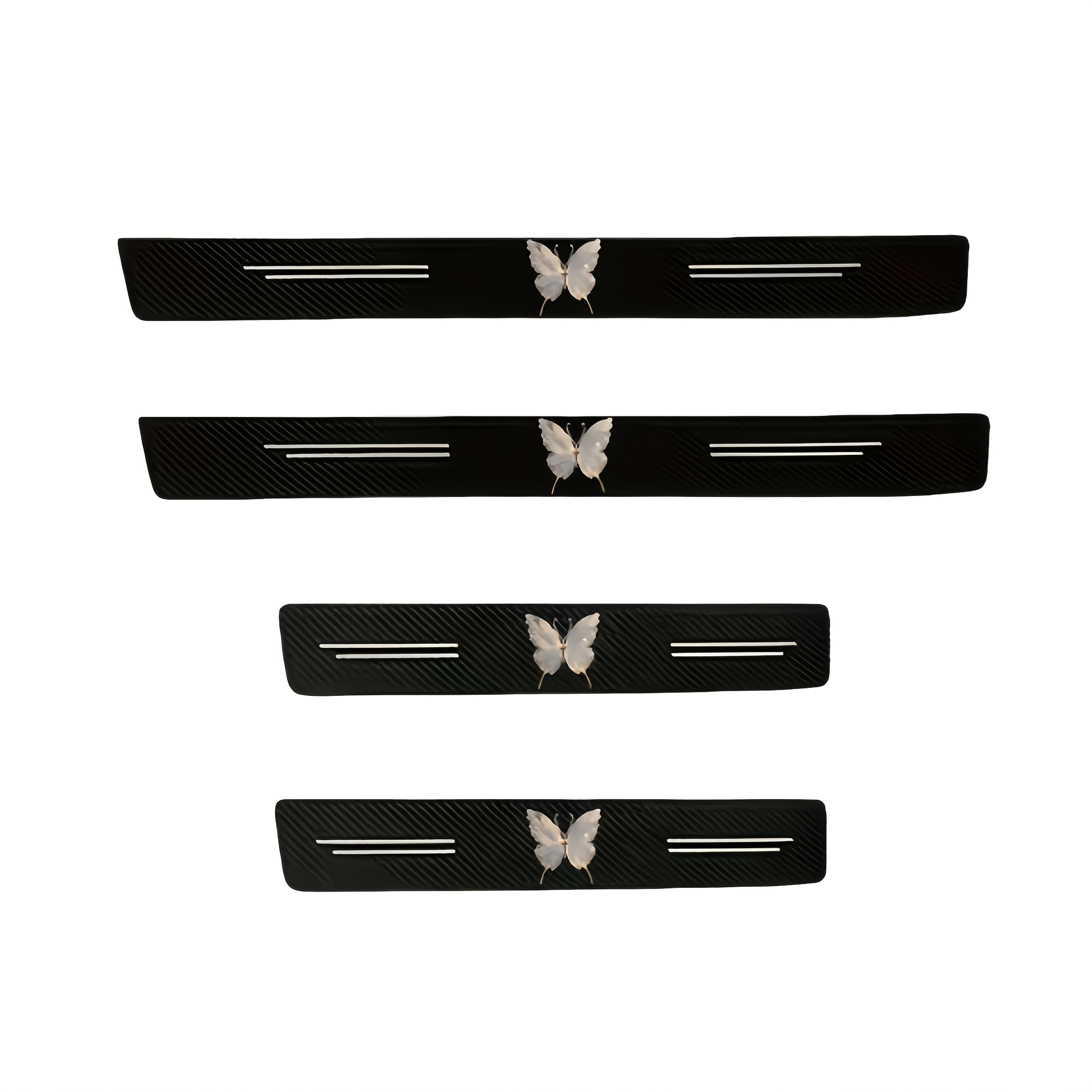 Image of 4pcs Car Threshold Protection Stickers | Carbon Fiber Pvc Scratch And Dirt Prevention Stickers For Doors And Pedals, Applicable