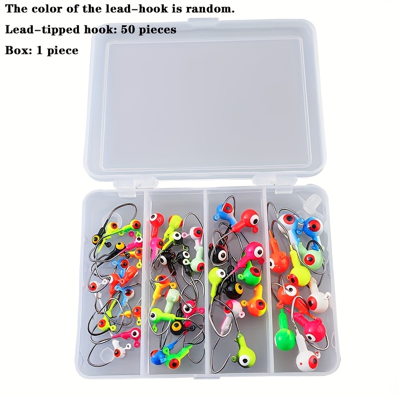 51pcs Assorted Color Double Eye Lead Head Hooks With Reinforced Hooks, Random Colors