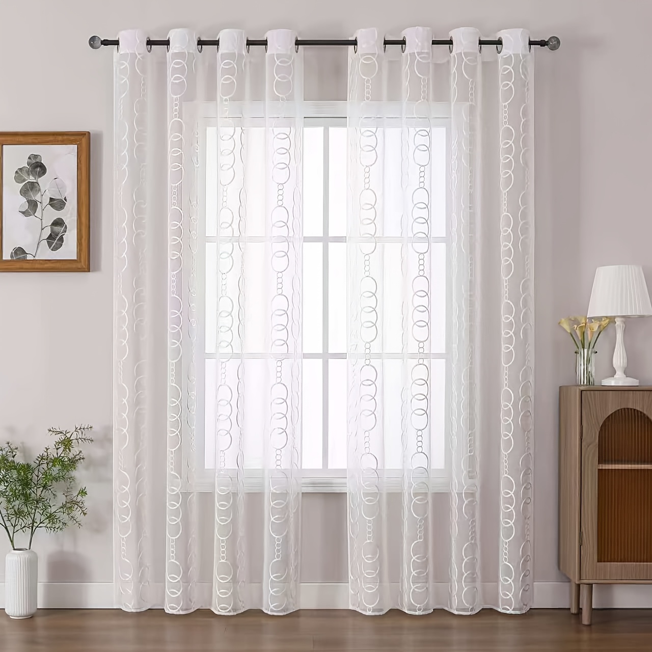 2pcs white   ring light luxury minimalist sheer curtains with pads semi transparent filtering fashion decorative easy to clean and install curtain lock rings design for apartments schools churches   offices living rooms bedrooms   bathrooms