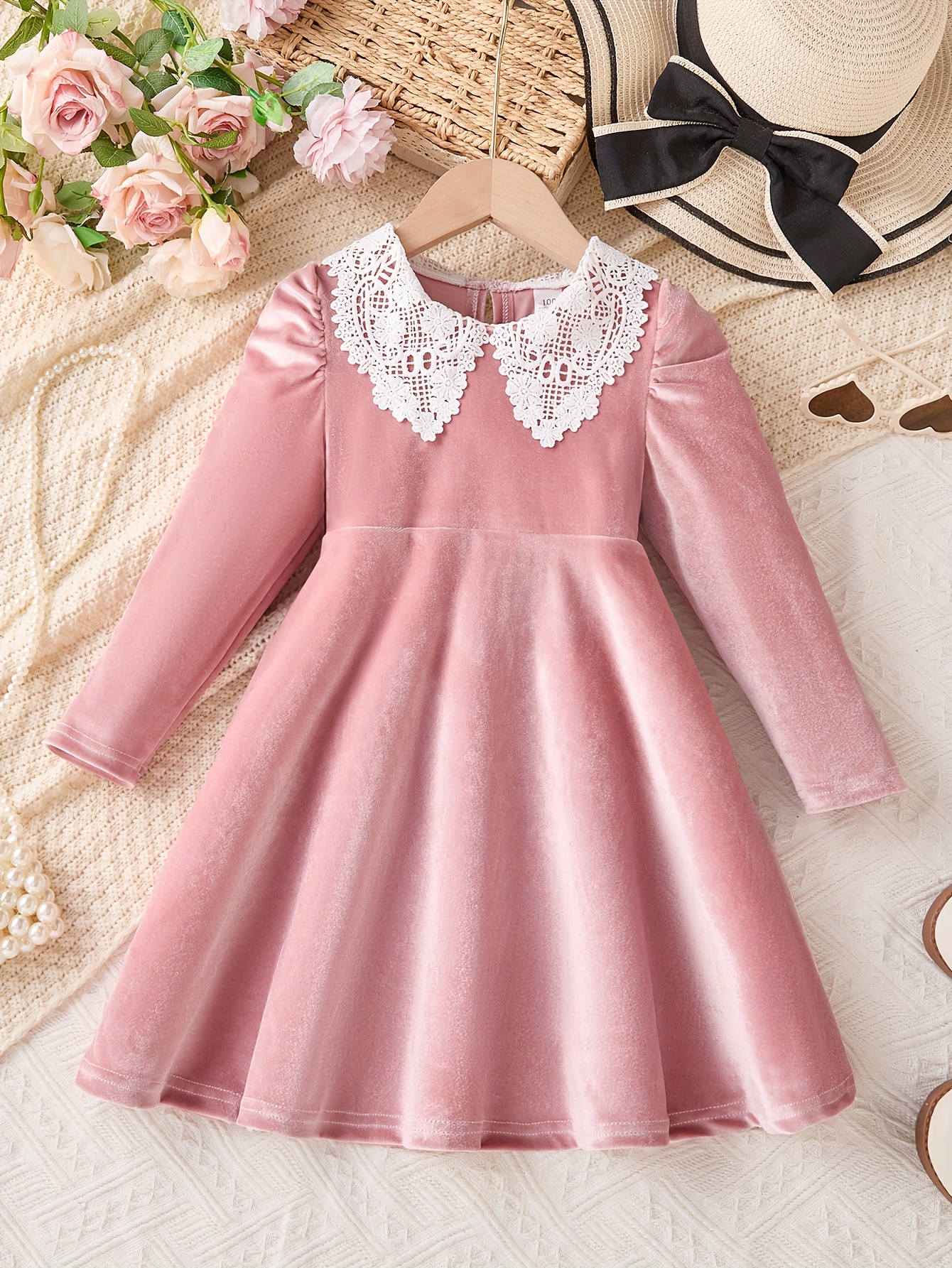 girls spring autumn winter casual dress solid color spliced - Temu Oman