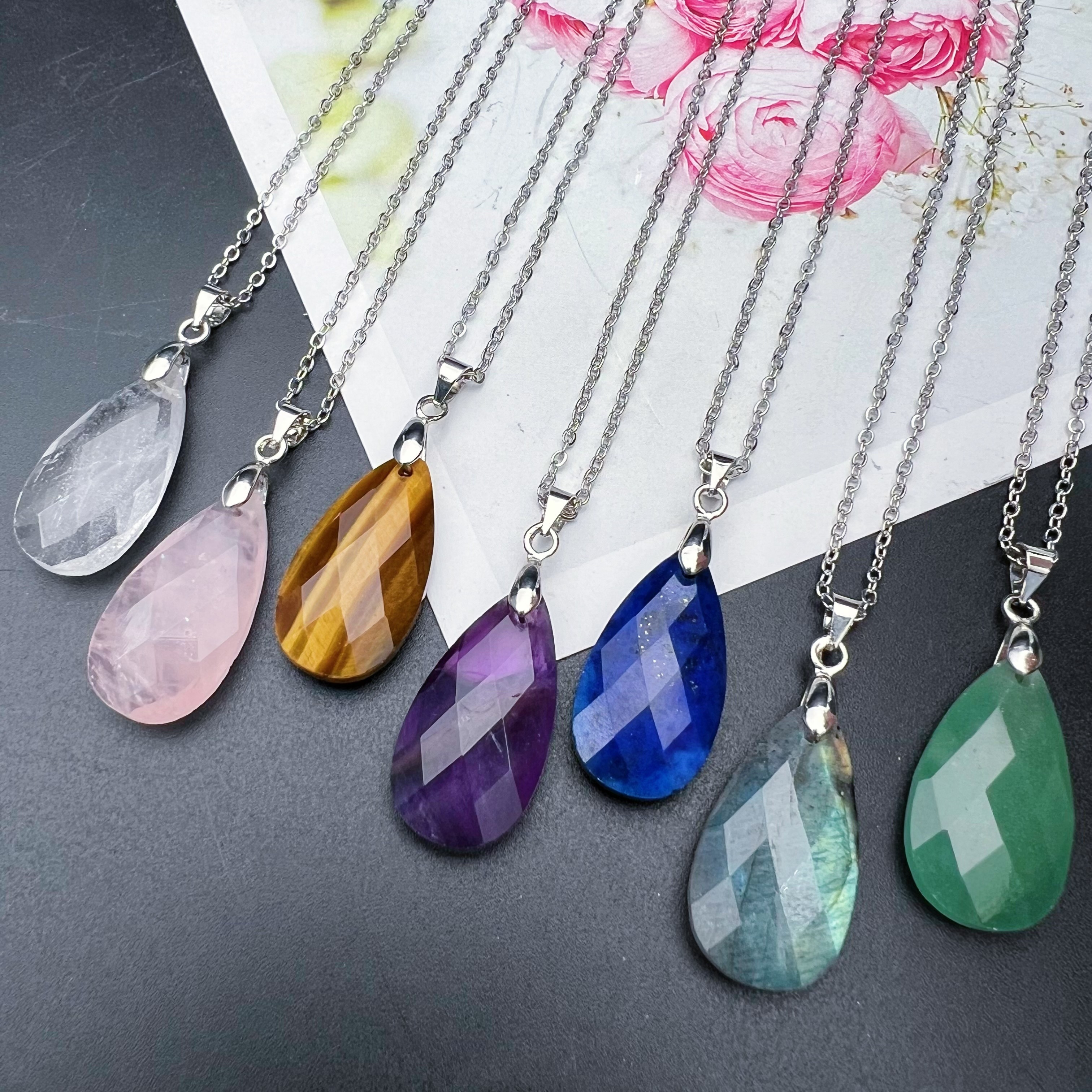 

1pc Natural Crystal Long Charm Necklace