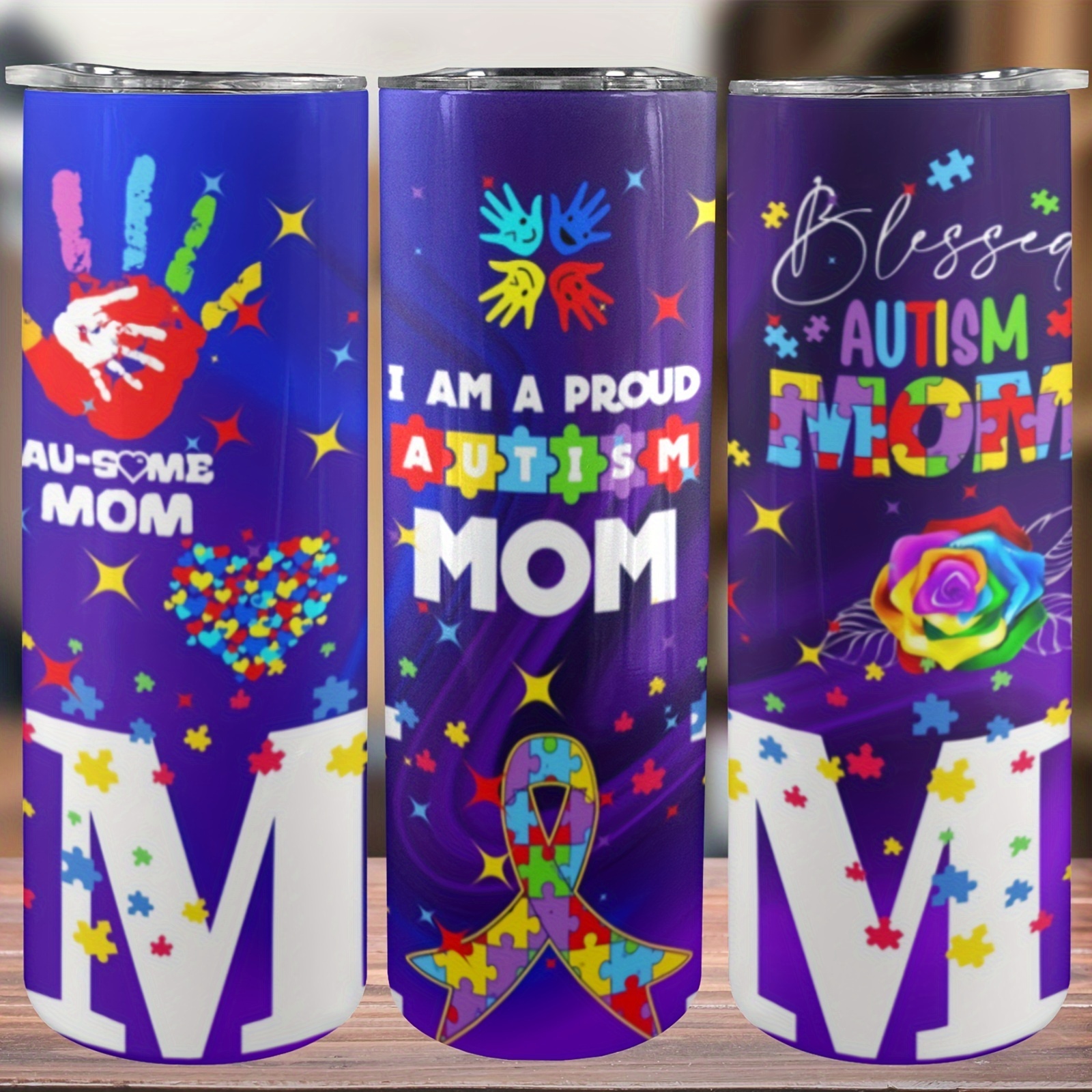 

20oz Autism Mom Insulated Stainless Steel Tumbler With Lid - Perfect Gift For Friends, Double-wall Travel Mug, Hand Wash Only