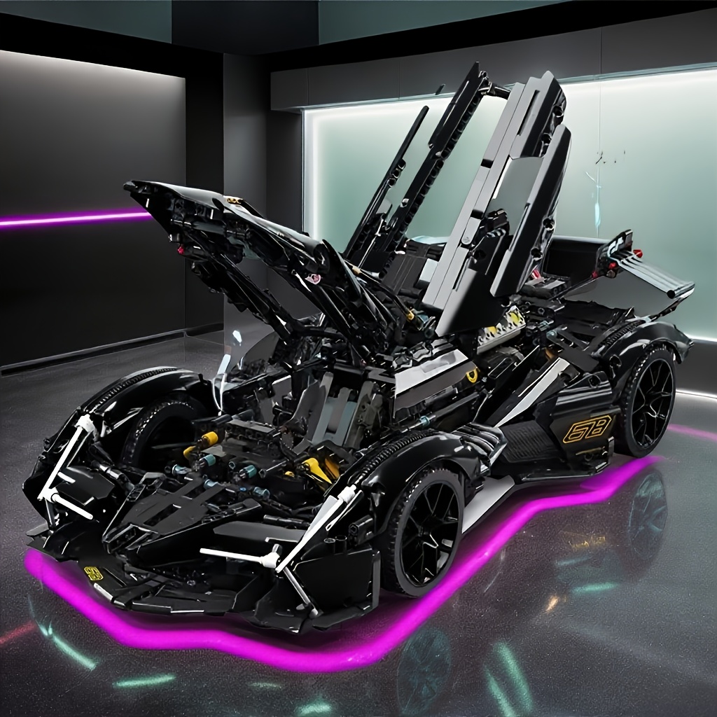 1330pcs of black v12 cool car building blocks   edition   car building blocks suitable for birthday christmas halloweenthanksgiving new year party gifts