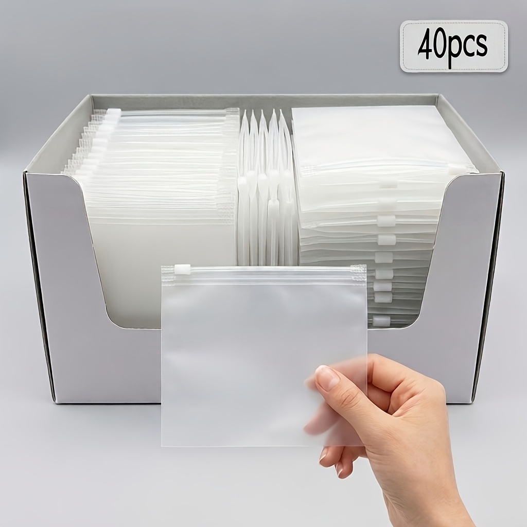 TEMU 20pcs/40pcs Pack Of Long Reusable 3.94*4.72 Inch Jewelry Storage Bags, Frosted Zipper Pouches, Dustproof Organizer Bags, Suitable For All Kinds