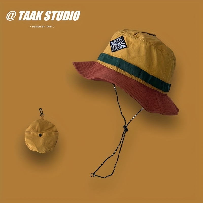 TEMU Korean Contrast Quick-dry Fisherman Hat Men's Spring Summer Outdoor Sports Foldable Storage Mountaineering Cap Casual Bucket Hat Sun Hat,