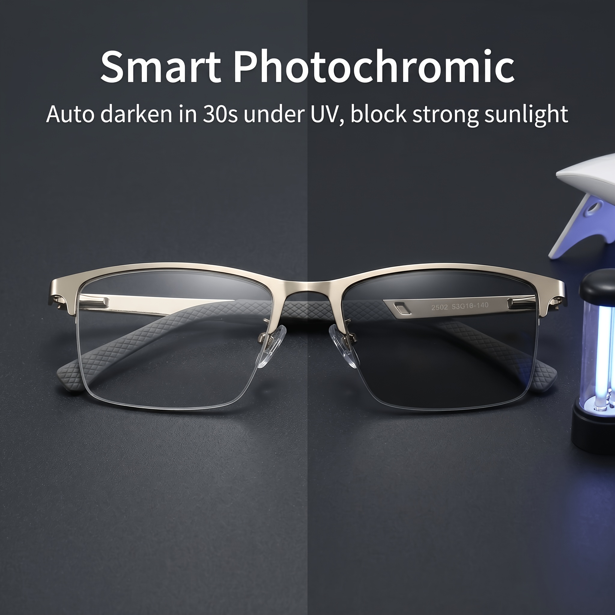 mens photochromic reading glasses auto light sensitive sunglasses and blue light blocking presbyopic glasses suitable for outdoor activities driving and reading Product details 2