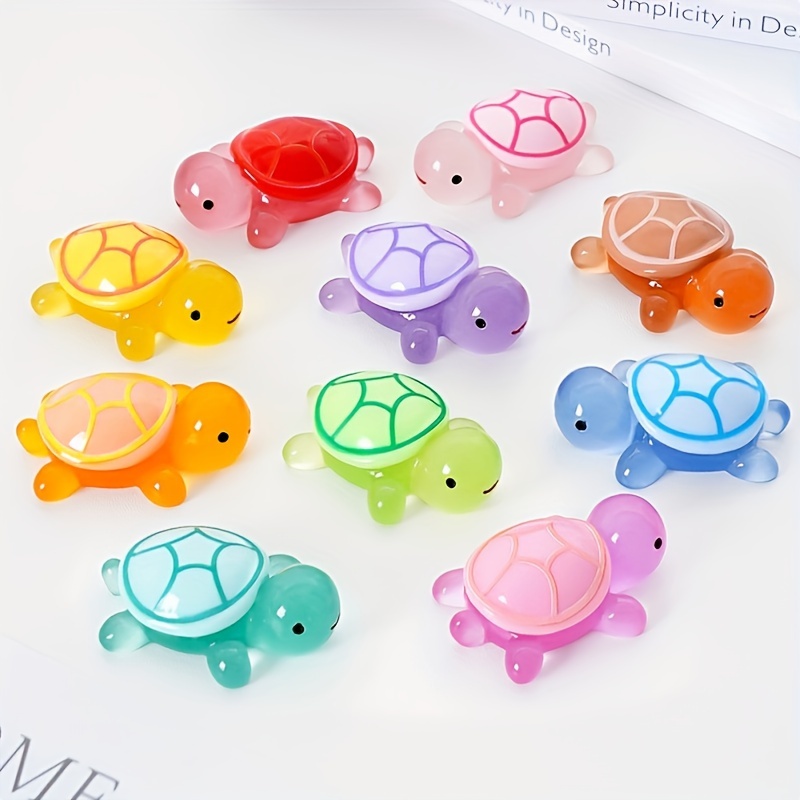 

30pcs Mini Resin Turtle Figurines - Night Light , Toddler Safe, Non-electric, Featherless Animal Set For Party Favors & Decorations