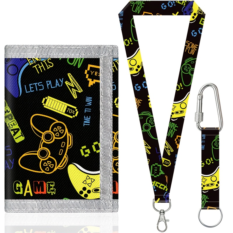 TEMU Trifold Wallet Set, 3pcs Wallet Set, Includes Detachable Lanyard, Fabric Material, Wide Range Of Uses