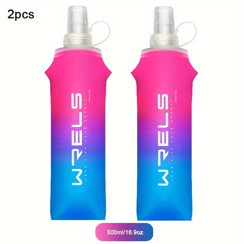2pcs 250ml 500ml Soft Folding Collapsible Tpu Water Bottle For Outdoor Running Hiking Cycling