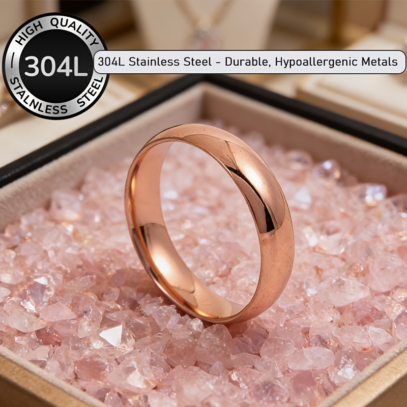 Elegant Rose Golden Stainless Steel Ring for Women
