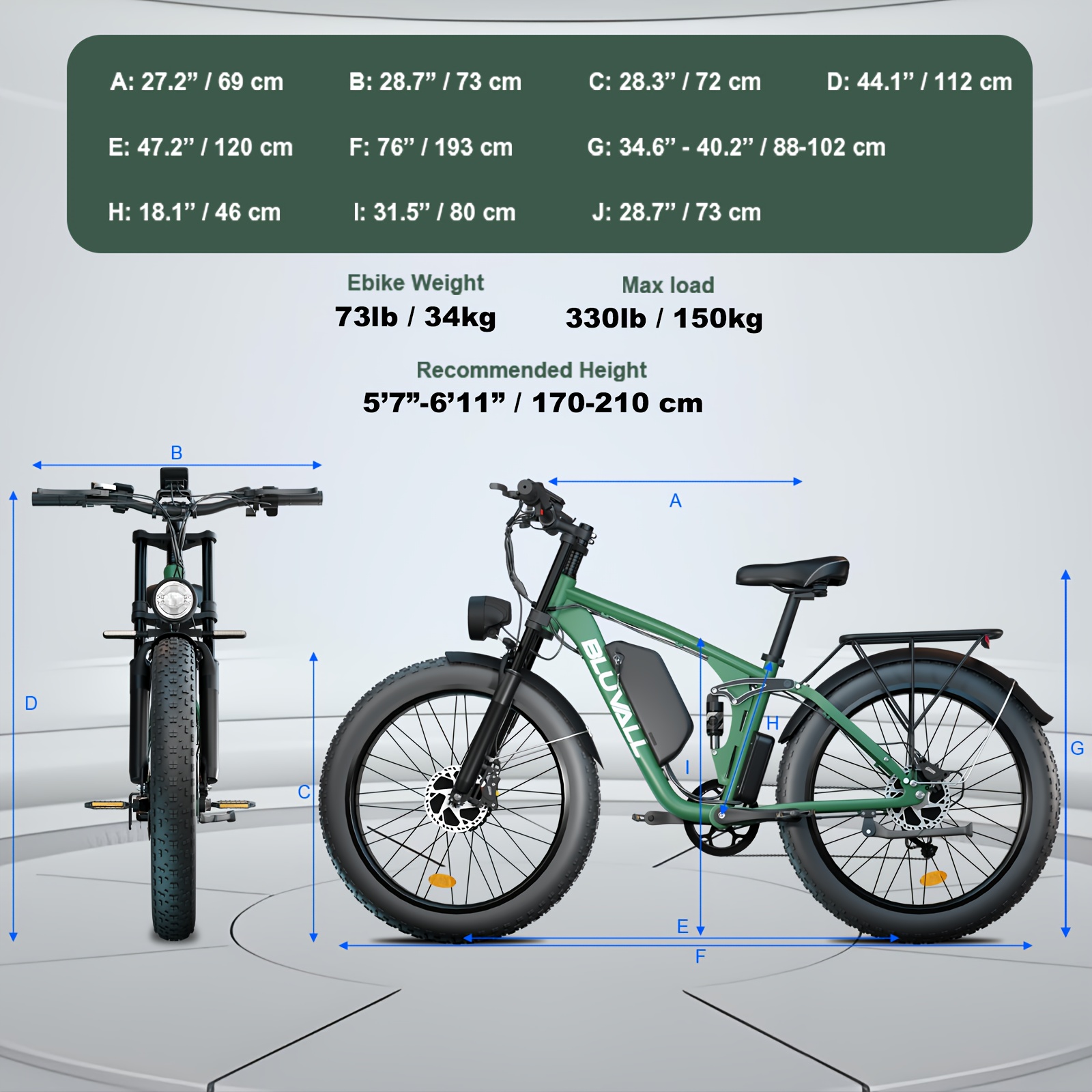 740w adult electric bike with dual motor 80nm torque 48v 52  4ah removable battery 26 all terrain tire mountain bike     speed front rear motor 15 20mph speed 300lb capacity   range disc brakes susp Product details 7