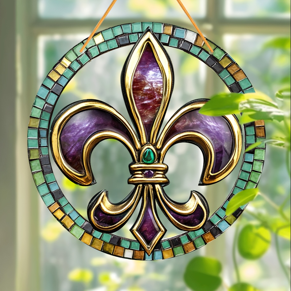 

1pc Mardi Gras Sun , 8"x8", Themed Window Hanging, Ideal For Garden, Home Decor, With Perfect Gift For , For Prom, Masquerade, Parties, And Outdoor