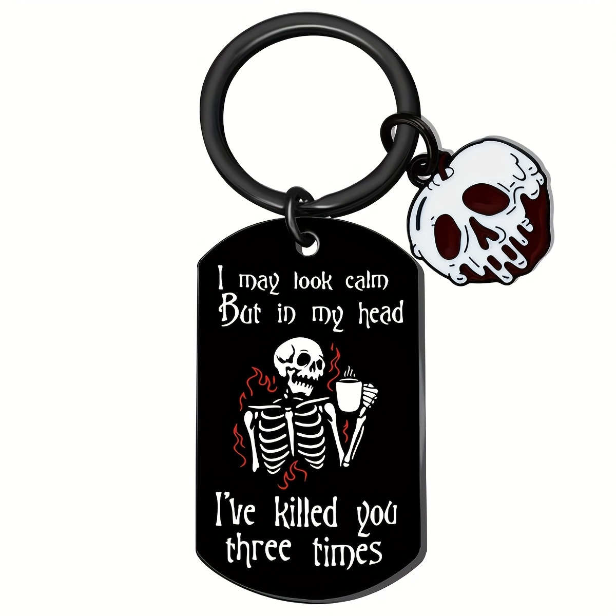 E-shop Skelett-Schlüsselanhänger, lustige Geschenkidee für Halloween-Korb, Schlüsselanhänger, gotischer Schlüsselring aus Edelstahl