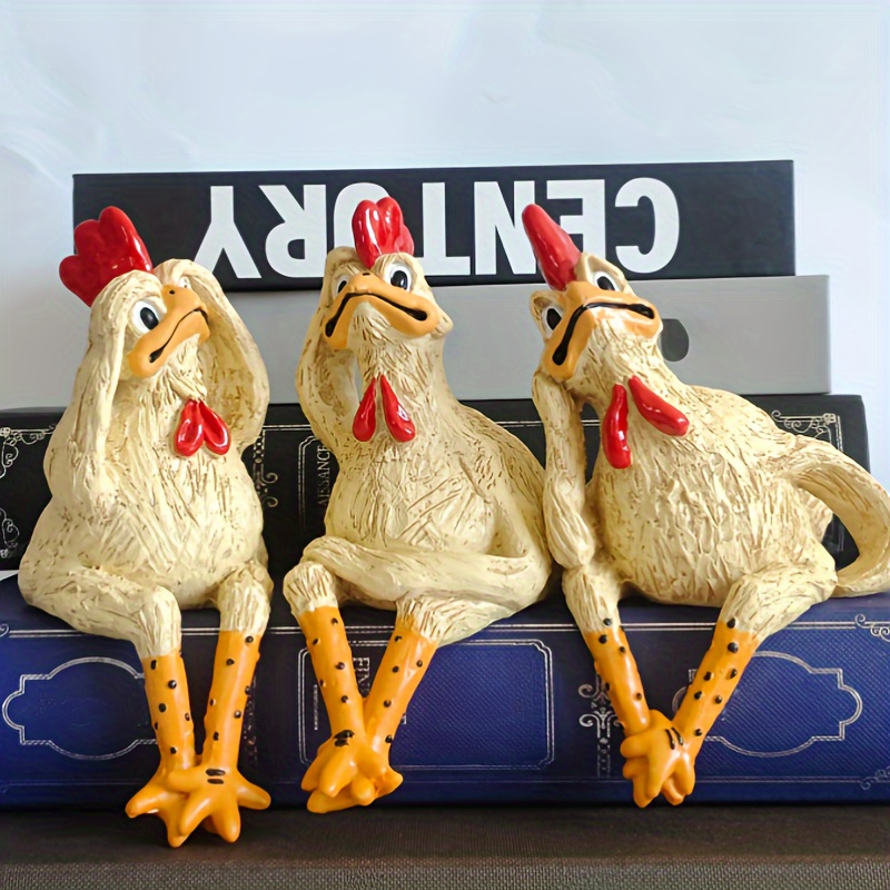 rustic resin chicken statues thanksgiving tabletop animal sculptures farmhouse   yard decor no electricity or battery needed home courtyard art craft chicken coop decorations