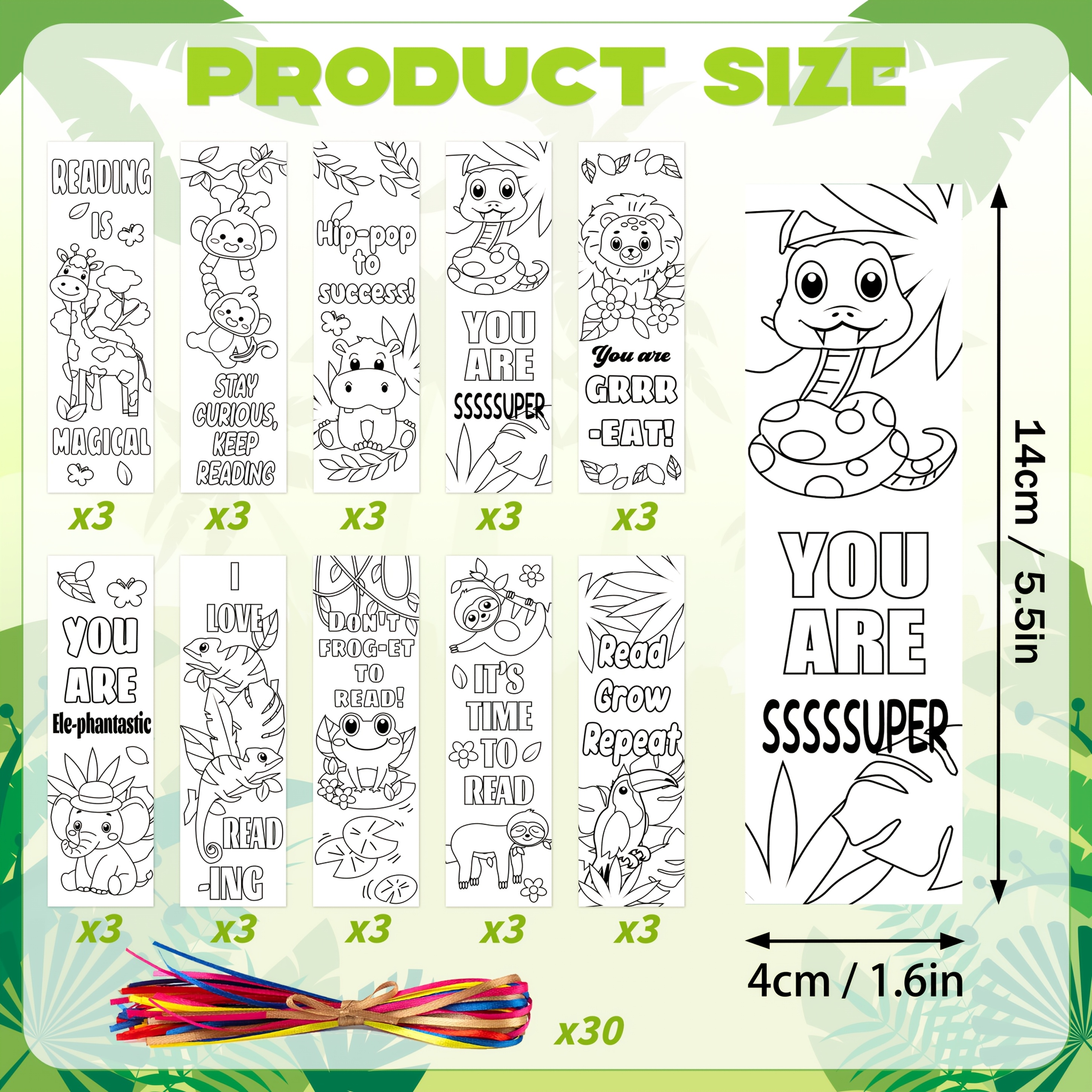 Image of 30pcs Of Adorable Animal Bookmarks For Coloring, Perfect For Activities. Cute Bookmarks Are Ideal For Book Lovers, Featuring 10 Funny Designs, And Used As Rewards