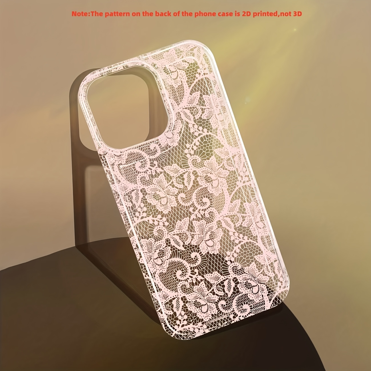 Phone Case: 1 2d Pattern Pink Lace Air Cushion Full-coverage Tpu Phone Case, Suitable For Iphone 17/16/15/14/13/12/11 Pro Max/x/xs/xr/8/7 Plus