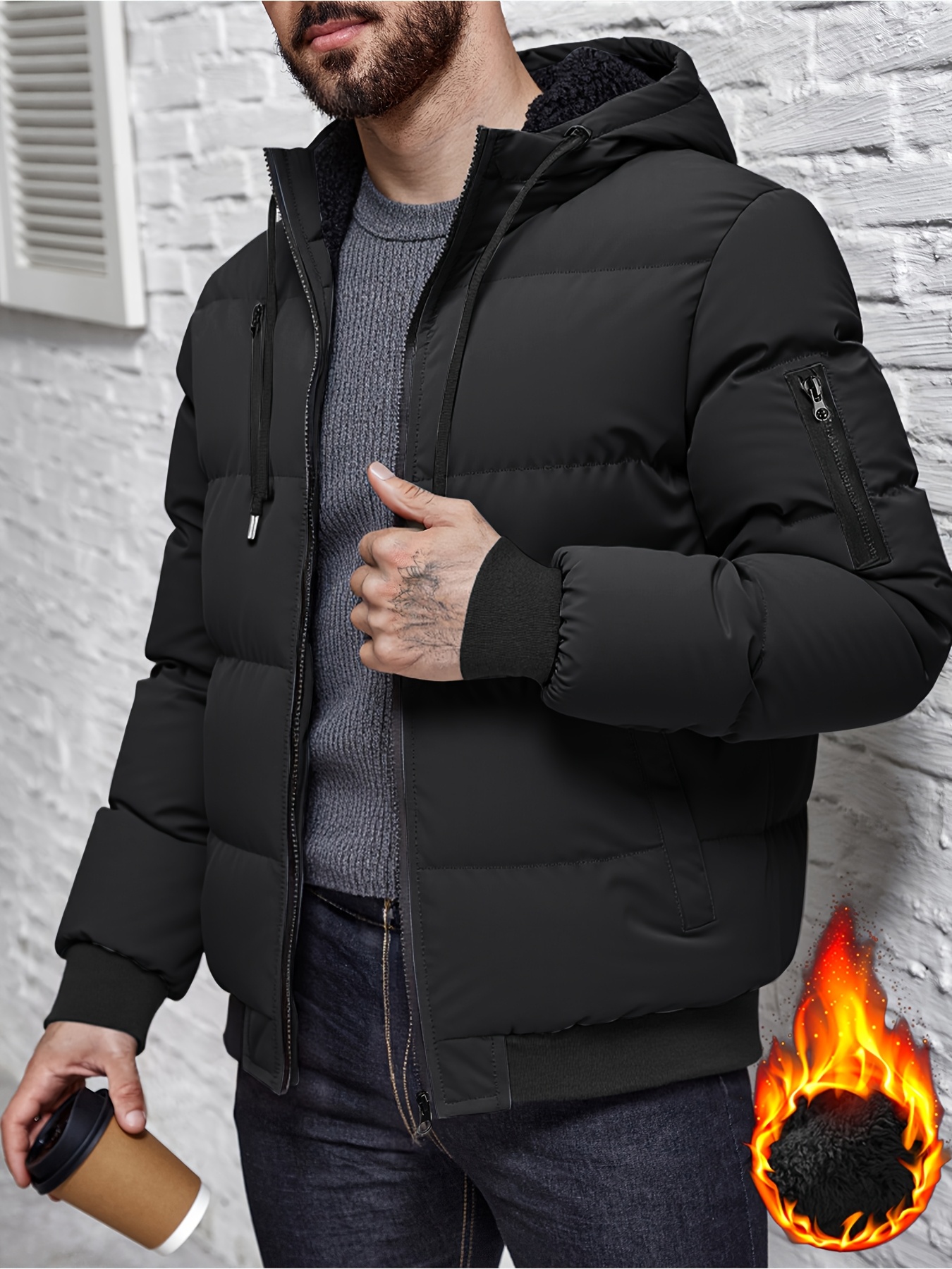 Winter pluche jas dikke warme jas met capuchon casual outdoor jas effen kleur rits met pluche versteviging