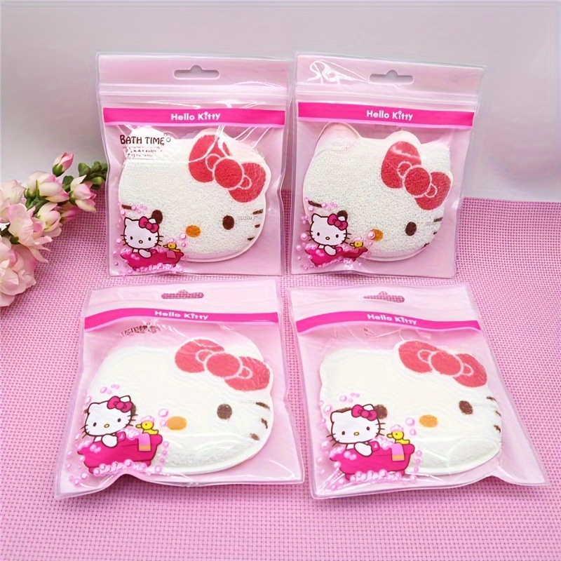 

non-irritating" Hello Kitty Soft Exfoliating Face Wash Sponge - Fragrance-free, Bpa-free For All Skin Types With Cute Cat Headband Lanyard