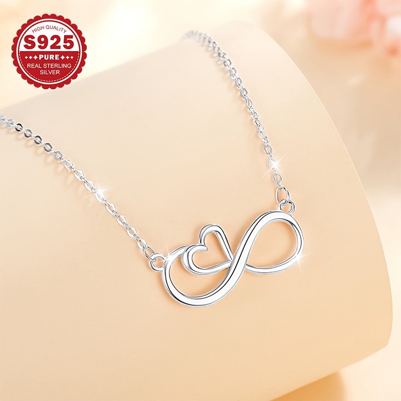 S925 Sterling Silver Women's Anklet Infinite Heart Eternal Love