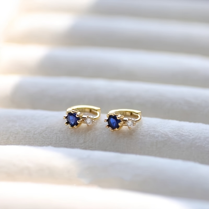Mini Blue Imitation Synthetic Cubic Zirconia Earrings