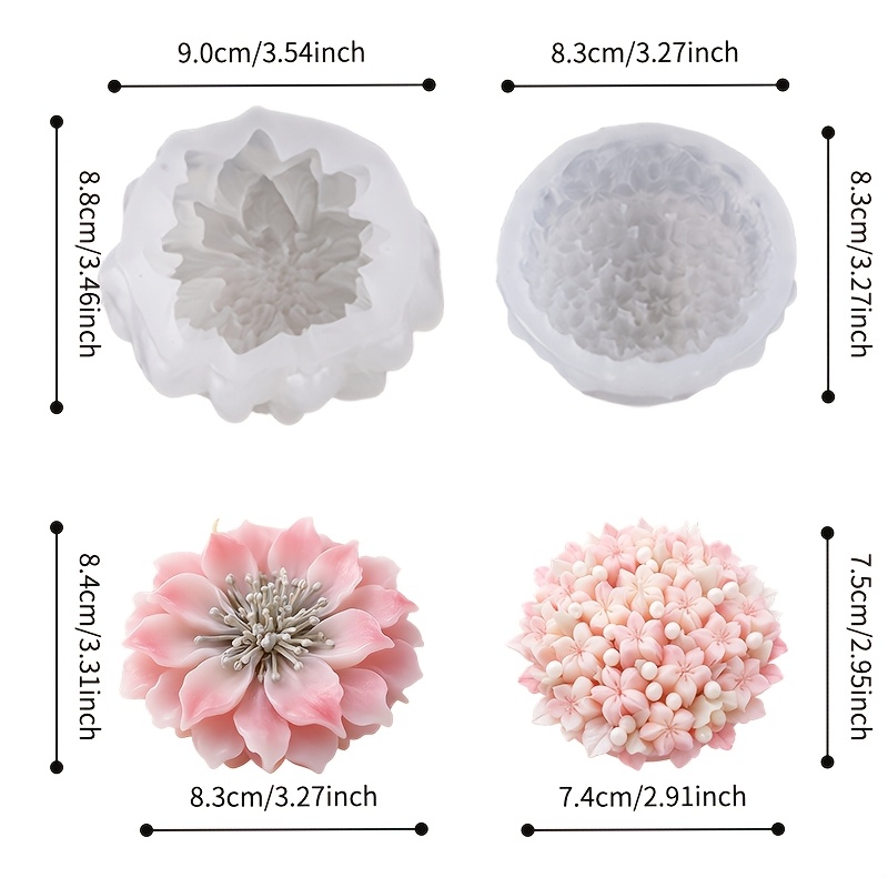 E-shop Harzgussformen 2 Stück 3D Doppelseitige Blumencluster Silikonform, Reiche Schichten und zarte Textur, Leicht zu entformen,