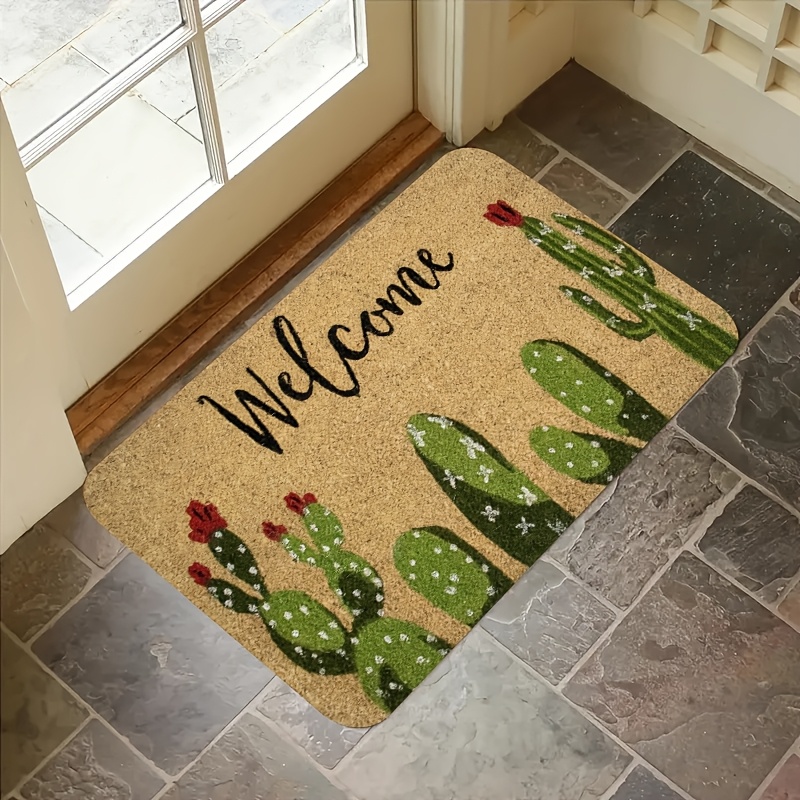 

1pc Cute Cactus Themed Non-slip Door Mat - ,dirt-resistant Entrance Rug For Living Romm,bedroom,bedside,kitchen,restroom,home Decor