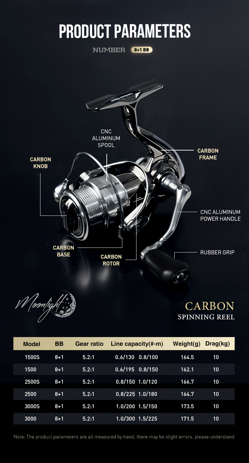 Seasir Moonlight Carbon Spinning Reel 162g /1000 3000 Series - Temu United  Kingdom