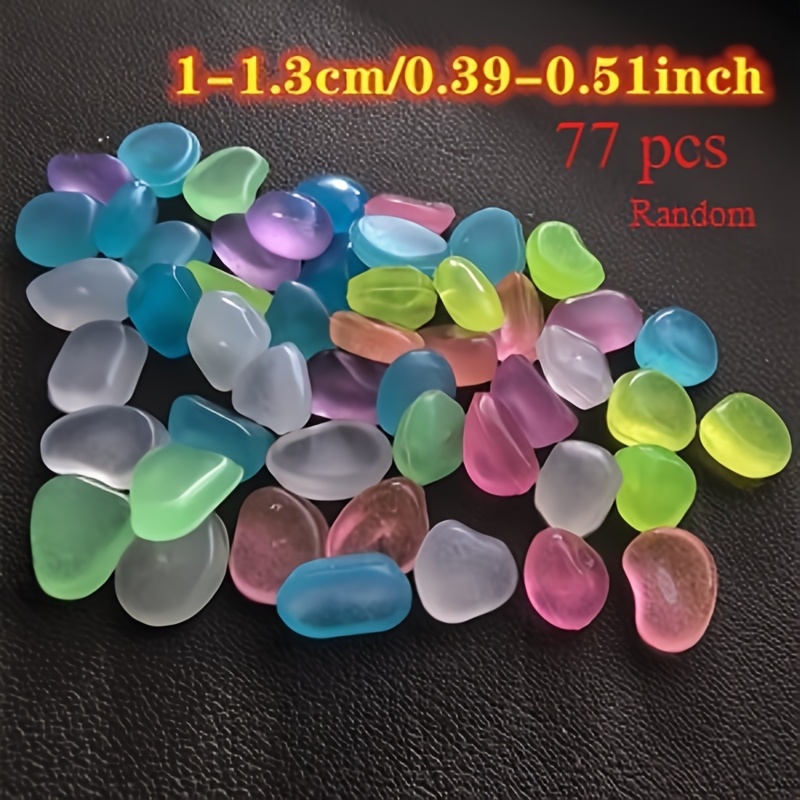 TEMU 77pcs Of Approximately 39 Grams 0.086lb 0.39 Inch Random Colored Stones Add To ! Colorful Glowing Pebbles For Wedding Trails, Courtyard Parties,