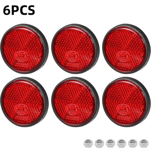 6pcs red yellow white 2 2 inch round safety reflectors with m6 bolts nuts kit for motorcycle bike scooter truck van license plate trailer high visibility night warning reflective gear perfect gifts for cyclists
