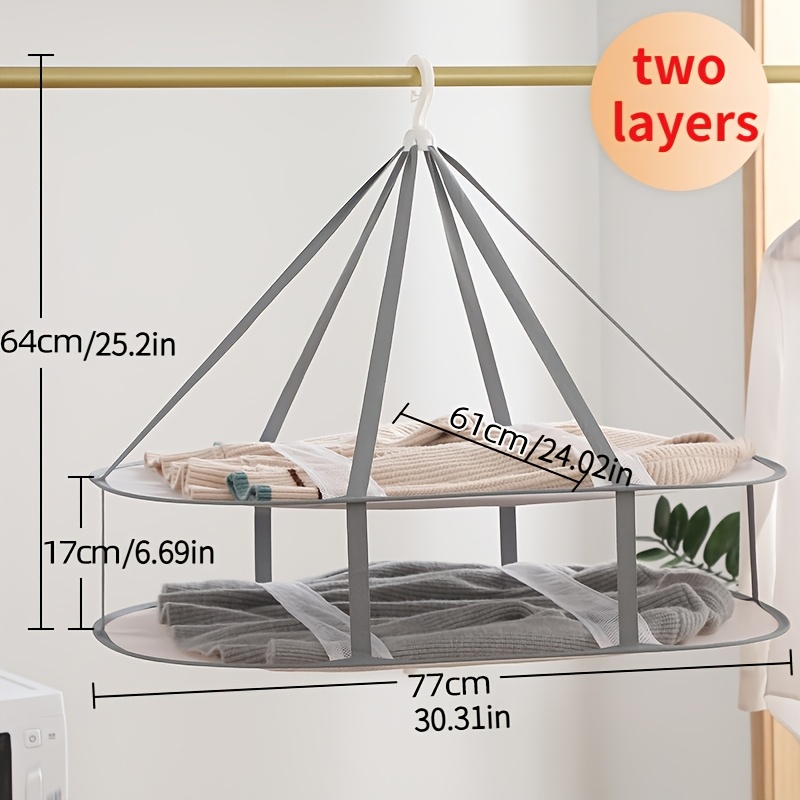 TEMU 2-tier Folding Mesh Laundry Drying Rack, Sweater Drying Rack, Large Drying Rack, Flat Folding Drying Rack, Mesh Drying Rack - Extra Large 2-tier