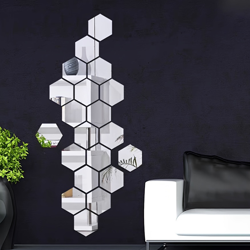 

20pcs Large Hexagonal 3d Acrylic Mirror Wall Stickers, Self-adhesive Diy Decor For Living Room, Bedroom, Sofa Backdrop - Elegant For Home And Holiday Decorations, Mirror Wall Decor, Room Decor