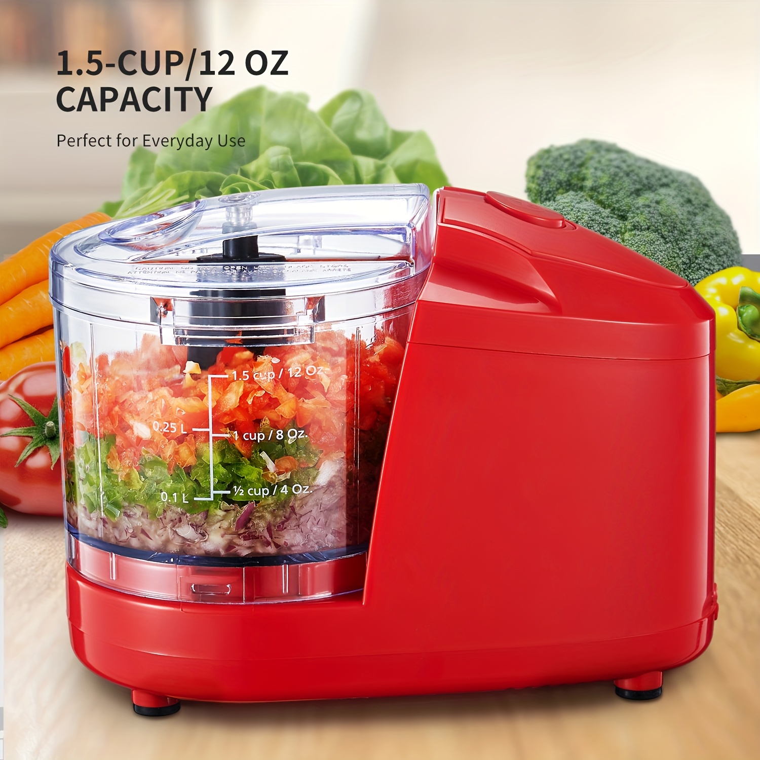 1 5 cup mini electric food  per   100w food processor meat grinder mix   mince blend easy to clean stainless steel blade red by   Product details 0