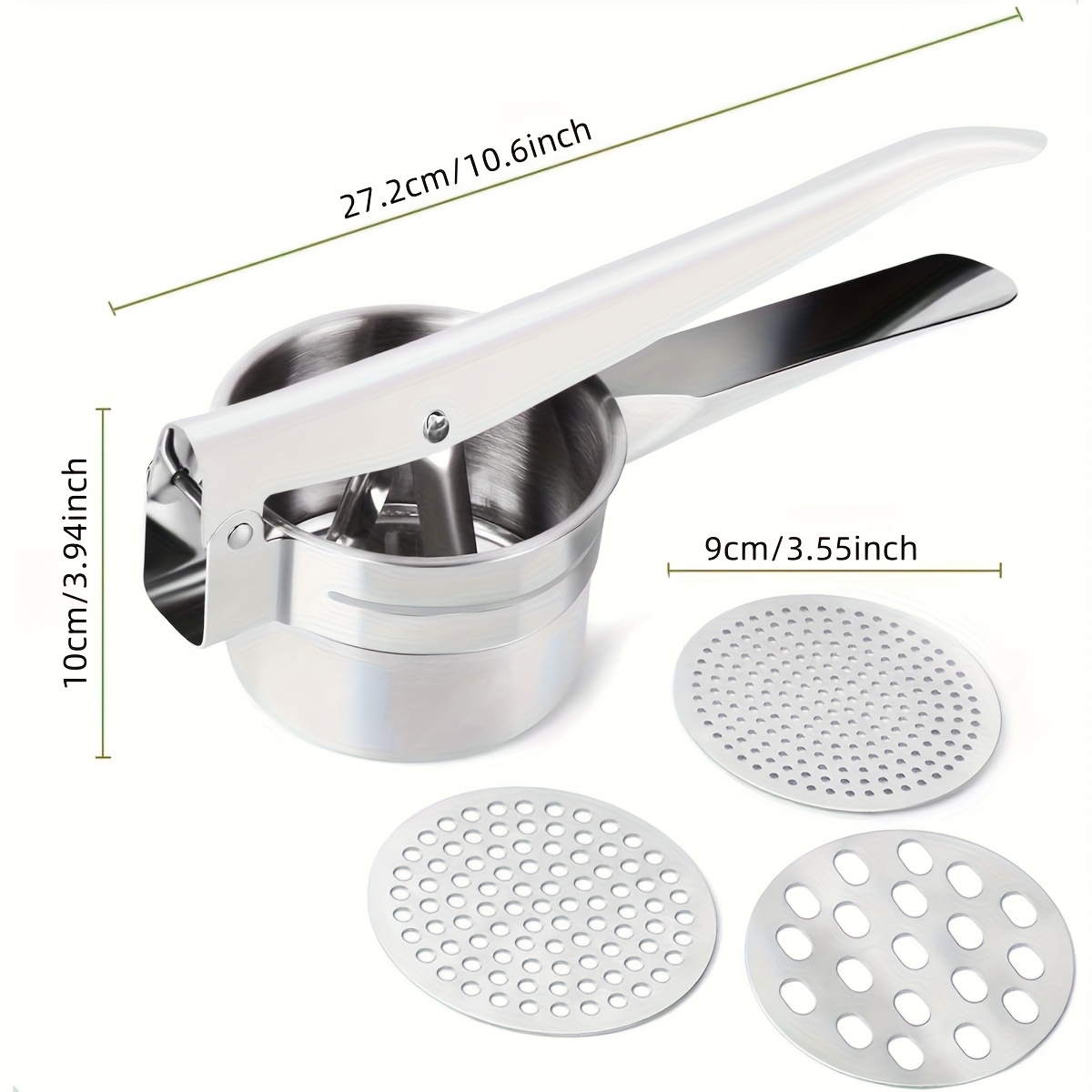 TEMU High Quality Manual Stainless Steel Food Press With 3 Detachable Interchangeable For Fruits And Vegetables Kitchen Tool
