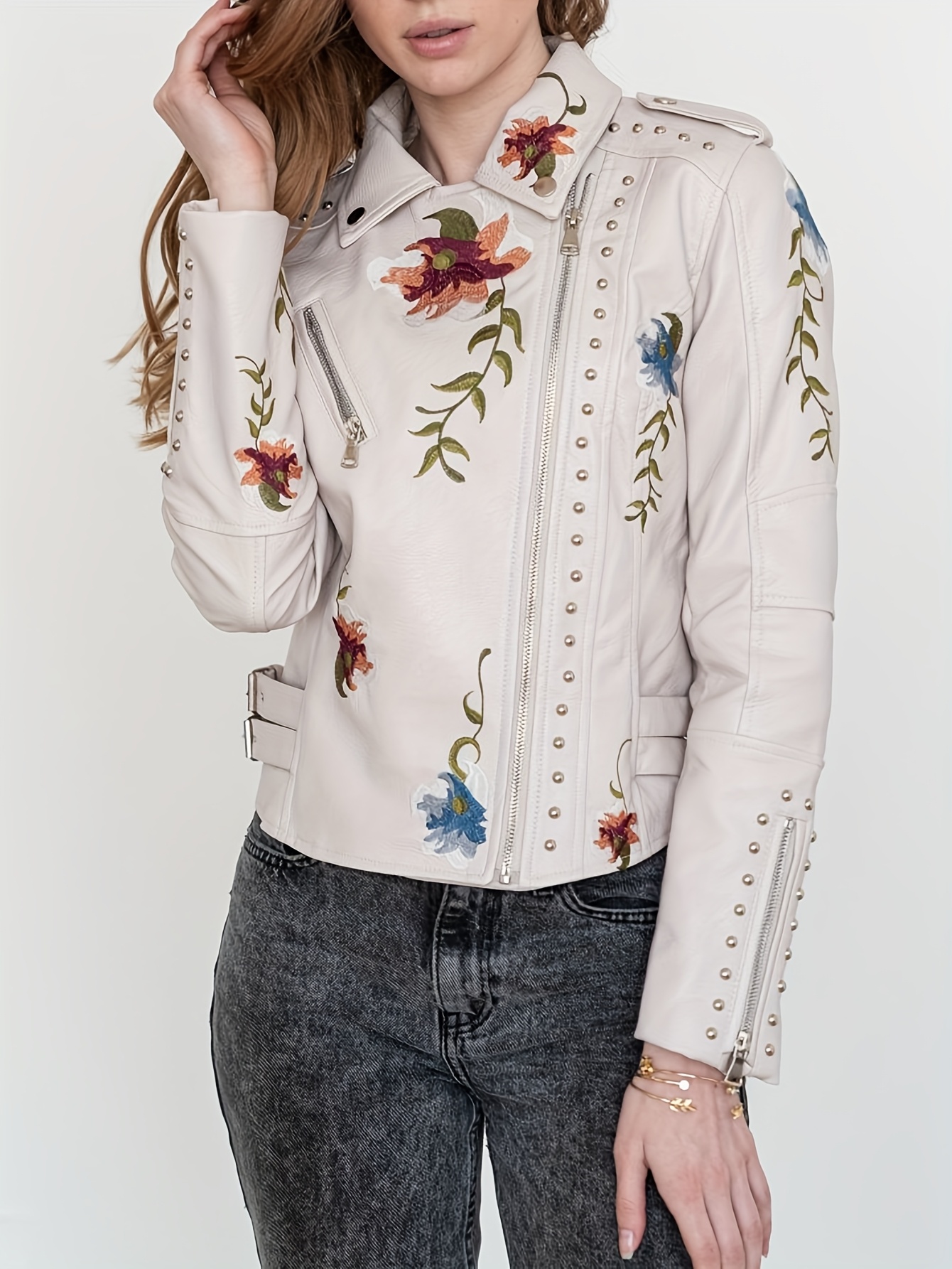 Women'S Vintage Streetwear Floral Print Embroidery Jacket