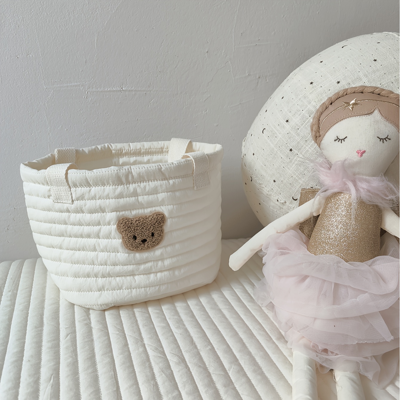 Cute Bear Head Round Storage Basket for Diapers