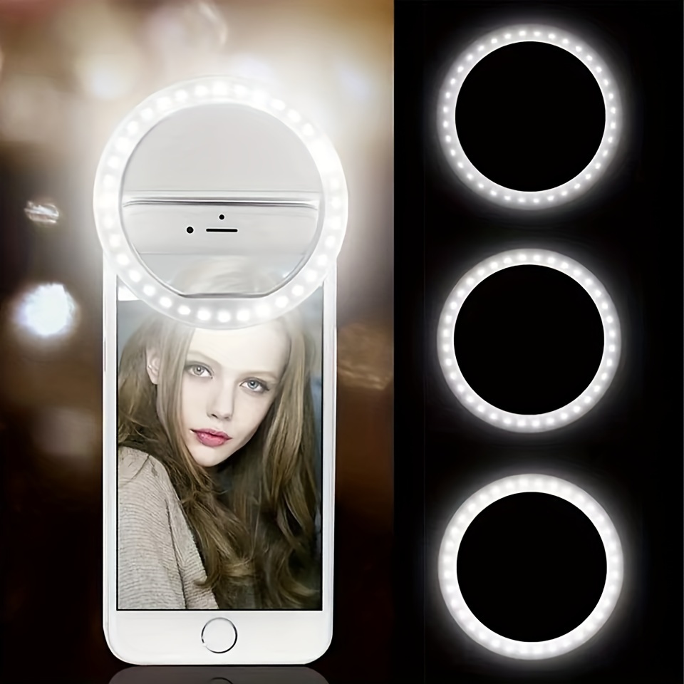 

1pc, Usb Charge Led Selfie Ring Light Mobile Phone Lens Led Selfie Lamp Ring For For Samsung Xiaomi Phone Selfie Light