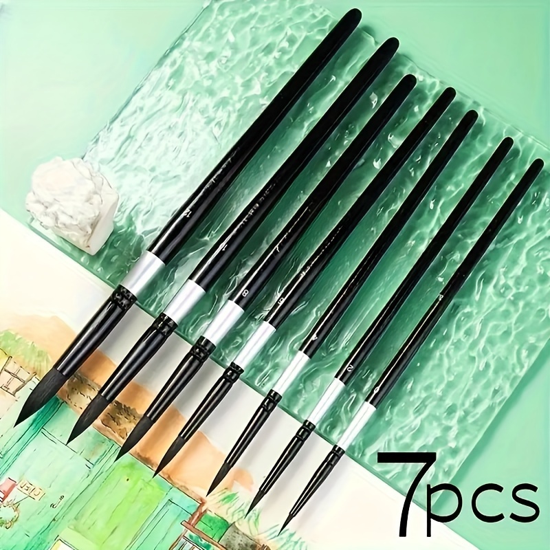 

7pcs Of Brushes Watercolor, Acrylic, Ink And Gouache. For Artists, Students And Beginners, Brushes Are Beautifully Artwork.