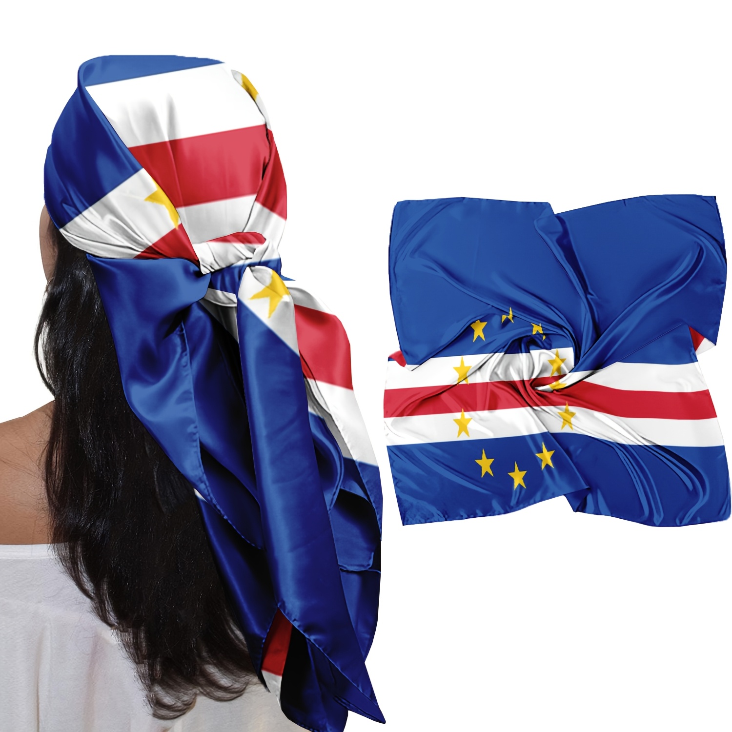 TEMU 1pc Headscarf, Cape Verde Pattern Printed Square Scarf, Casual Outdoor Headscarf, Lightweight And Breathable Sun Shawl, Breathable Square Scarf,