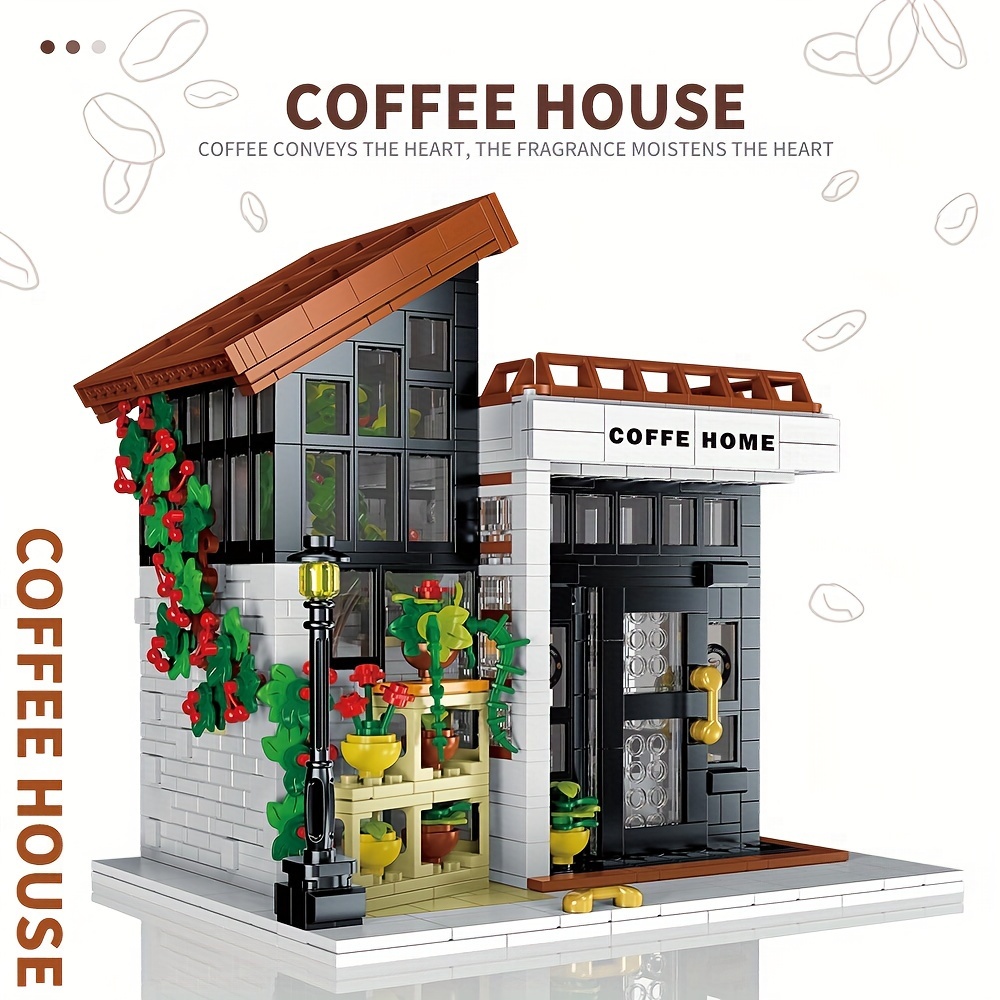 

Architecture Theme Coffee House Model Kit With Led Lighting, 1347pcs Abs Building Blocks Set For Adults 14+, Detailed Collectible Modular Cafe Construction Toy