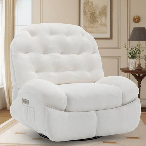 large swivel recliner adult rocking electric recliner electric recliner comfortable soft shell recliner with usb port and living room storage space chenille fabric free shipping