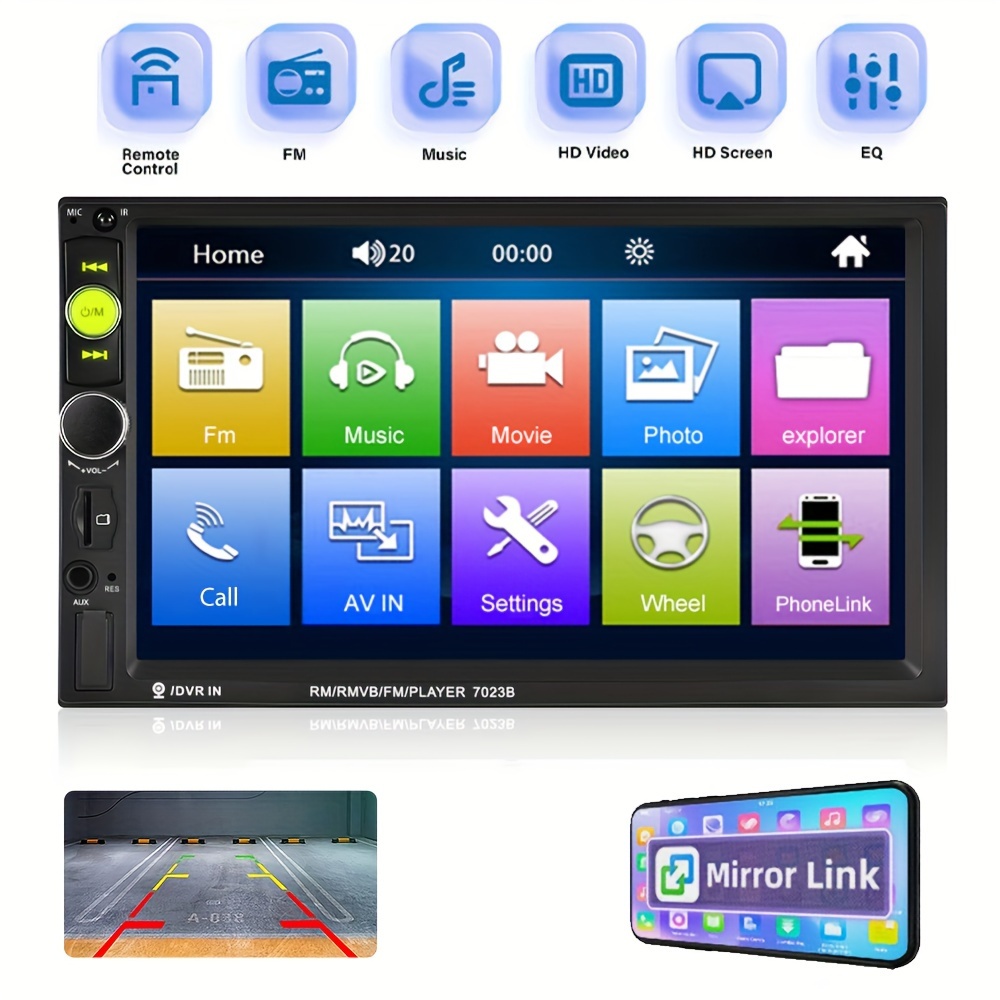 

7'' Hd Double Din Car Radio Car Video Mp5 Player Touch Screen Autoradio With Steering Wheel Control Support Usb Aux Fm Sd