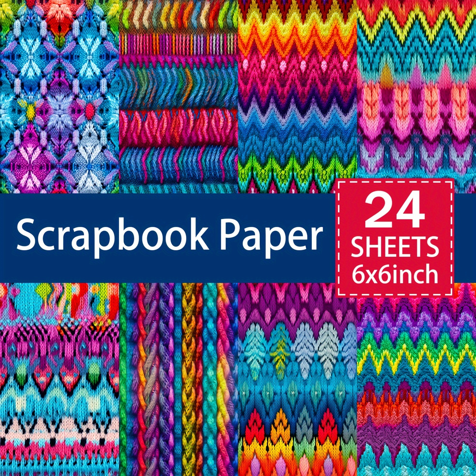 

24 Sheets 6x6 Inch Knit Fabric Patterned Paper For Journaling, Card Making, And Planner Backgrounds - Paper Material