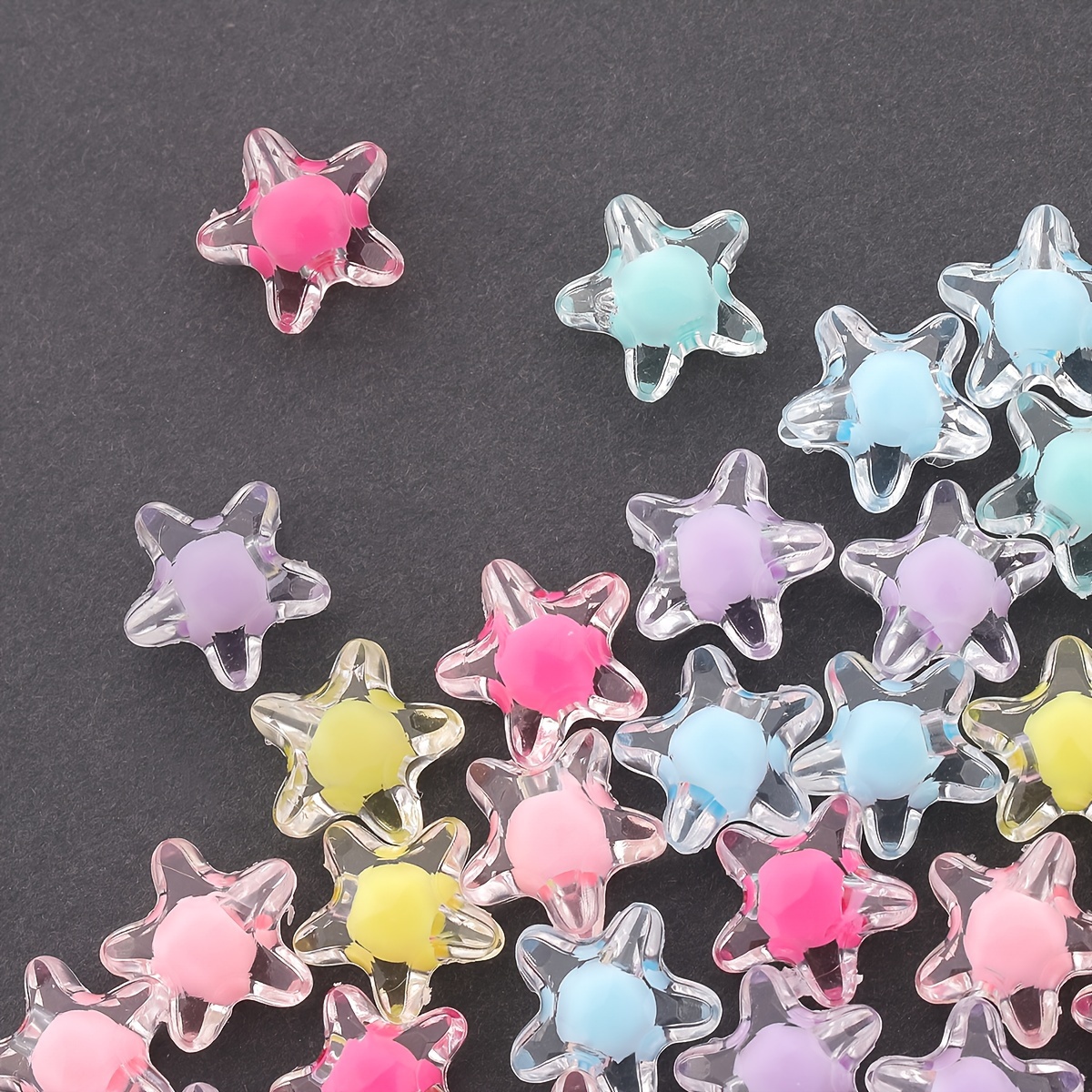 

100pcs 11mm , Clear 5-pointed Spacer , Straight For Diy Keychains, Phone , Necklaces, , Bracelets, Jewelry Accessories, Decorative For Crafts