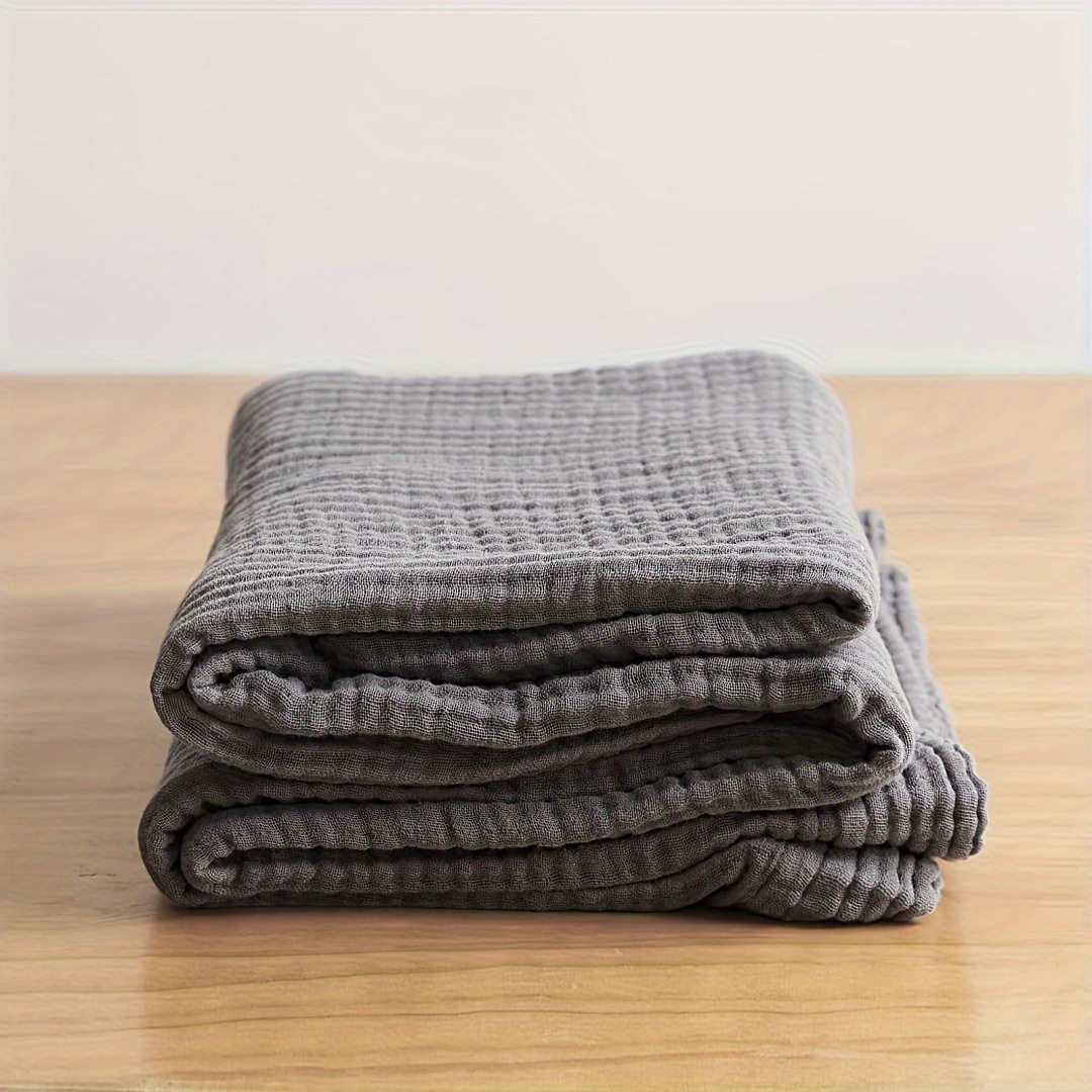 Image of 2025 Solid Color Bordered Four-layer Gauze Blanket For Office , Sofa Throw Blanket