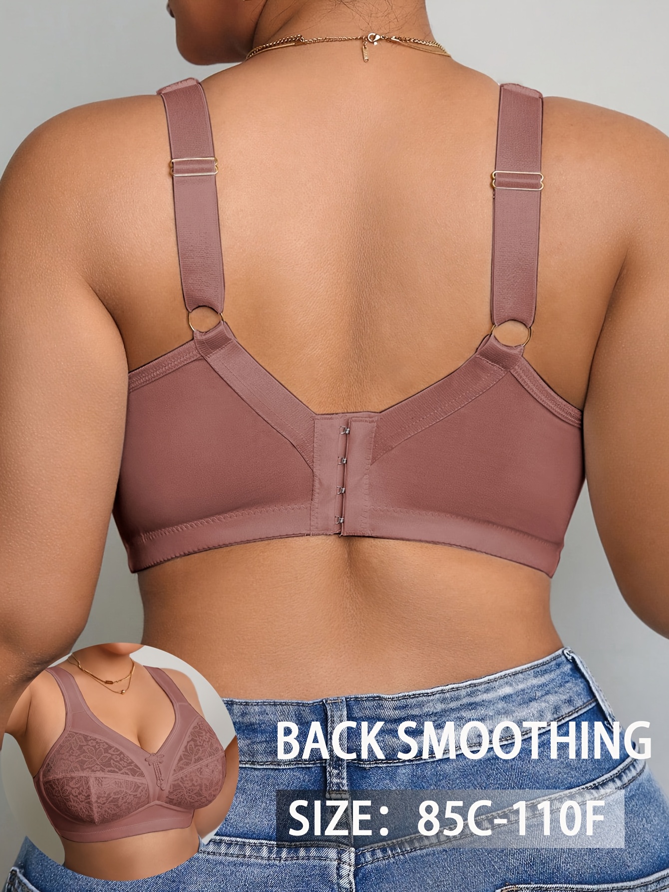 Lace Patchwork Sexy Plus Size Women'S Bra, Wireless Casual Comfortable Underwear with Back Design, Thin Style